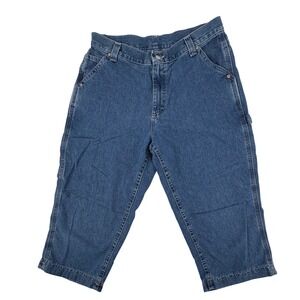 Riveted by Lee Wns Carpenter Capris Blue Denim Utility Cropped Jeans Size 12 M